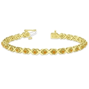 Citrine Xoxo Chained Line Bracelet 14k Yellow Gold 1.50ct - All