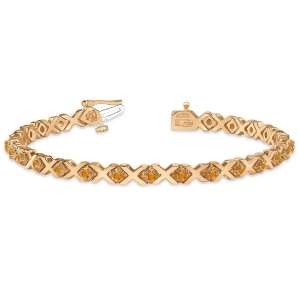 Citrine Xoxo Chained Line Bracelet 14k Rose Gold 1.50ct - All