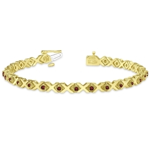 Garnet Xoxo Chained Line Bracelet 14k Yellow Gold 1.50ct - All