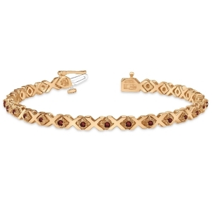 Garnet Xoxo Chained Line Bracelet 14k Rose Gold 1.50ct - All
