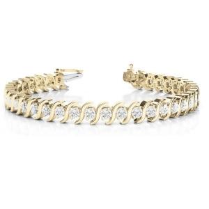Diamond Tennis S Link Bracelet 14k Yellow Gold 3.08ct - All