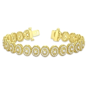 Diamond Halo Vintage Bracelet 18k Yellow Gold 5.01ct - All