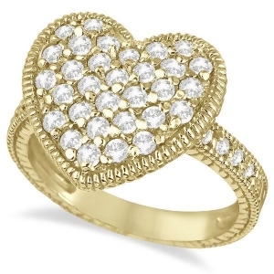 Puff Heart Diamond Ring 14k Yellow Gold 1.00ct - All