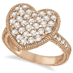 Puff Heart Diamond Ring 14k Rose Gold 1.00ct - All