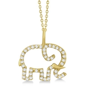 Elephant Diamond Pendant Necklace 14K Yellow Gold 0.22ct - All