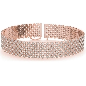 Diamond Multi-Row Wide Luxury Bridal Bracelet 18k Rose Gold 4.16ct - All