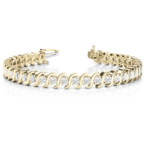 Diamond Tennis S Link Bracelet 18k Yellow Gold 5.00ct - All