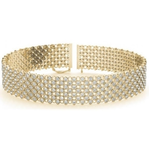 Diamond Multi-Row Wide Luxury Bridal Bracelet 18k Yellow Gold 4.16ct - All