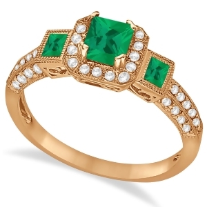 Emerald and Diamond Engagement Ring in 14k Rose Gold 1.35ctw - All