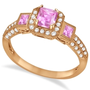 Pink Sapphire and Diamond Engagement Ring in 14k Rose Gold 1.35ctw - All