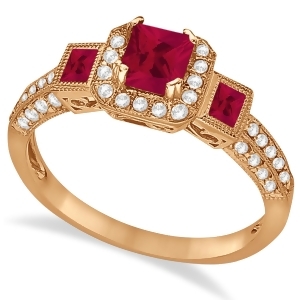 Ruby and Diamond Engagement Ring in 14k Rose Gold 1.35ctw - All