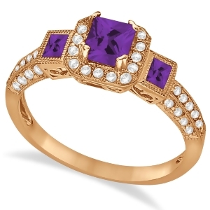 Amethyst and Diamond Engagement Ring in 14k Rose Gold 1.35ctw - All