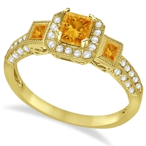 Citrine and Diamond Engagement Ring in 14k Yellow Gold 1.35ctw - All