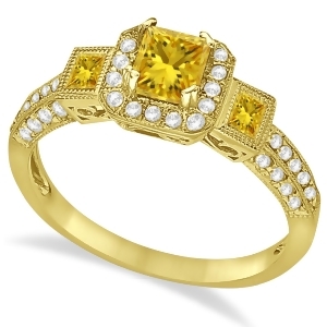 Yellow Sapphire and Diamond Engagement Ring in 14k Yellow Gold 1.35ctw - All