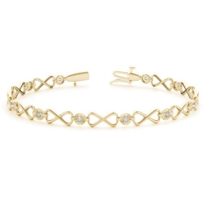 Diamond Xoxo Infinity Link Bracelet 14k Yellow Gold 0.24ct - All