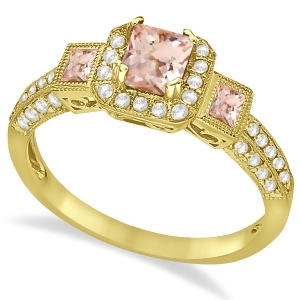 Morganite and Diamond Engagement Ring in 14k Yellow Gold 1.35ctw - All