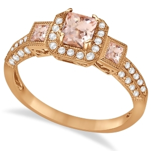 Morganite and Diamond Engagement Ring in 14k Rose Gold 1.35ctw - All