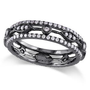 Diamond Eternity Fashion Ring 14k Black Rhodium Plated Gold 0.12ct - All