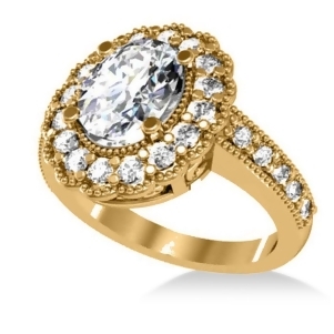 Diamond Oval Halo Engagement Ring 14k Yellow Gold 2.78ct - All