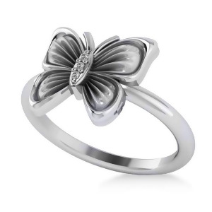 Diamond Butterfly Fashion Ring 14k White Gold 0.02ct - All