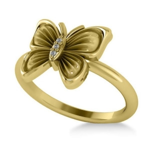 Diamond Butterfly Fashion Ring 14k Yellow Gold 0.02ct - All