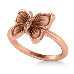 Diamond Butterfly Fashion Ring 14k Rose Gold 0.02ct - All