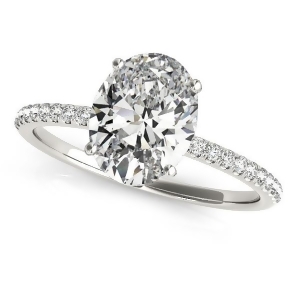 Diamond Accented Oval Shape Engagement Ring 18k White Gold 2.00ct - All