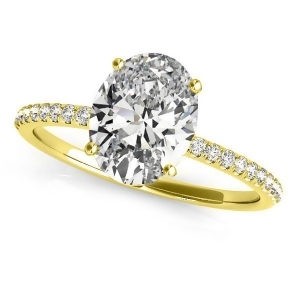 Diamond Accented Oval Shape Engagement Ring 18k Yellow Gold 2.00ct - All