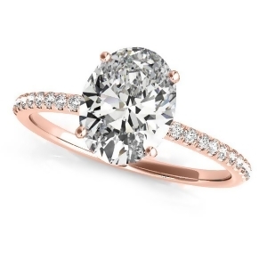 Diamond Accented Oval Shape Engagement Ring 18k Rose Gold 2.00ct - All