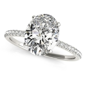 Diamond Accented Oval Shape Engagement Ring 14k White Gold 2.50ct - All