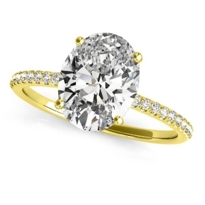 Diamond Accented Oval Shape Engagement Ring 14k Yellow Gold 2.50ct - All