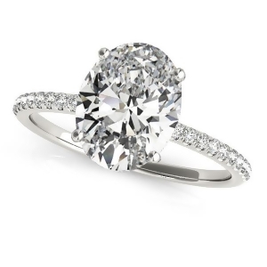Diamond Accented Oval Shape Engagement Ring 18k White Gold 2.50ct - All