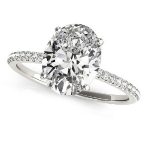 Diamond Accented Oval Shape Engagement Ring Platinum 2.50ct - All