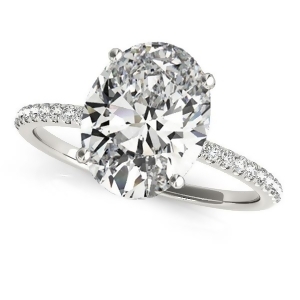 Diamond Accented Oval Shape Engagement Ring 14k White Gold 3.00ct - All