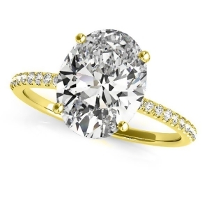 Diamond Accented Oval Shape Engagement Ring 14k Yellow Gold 3.00ct - All