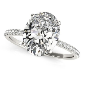 Diamond Accented Oval Shape Engagement Ring 18k White Gold 3.00ct - All