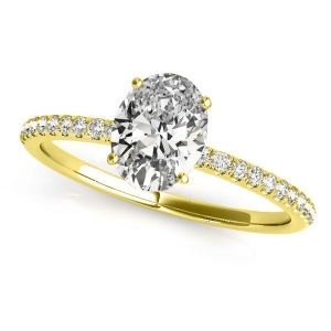 Diamond Accented Oval Shape Engagement Ring 14k Yellow Gold 0.75ct - All