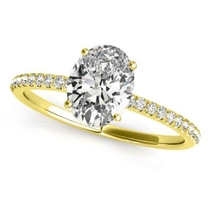Diamond Accented Oval Shape Engagement Ring 14k Yellow Gold 1.00ct - All