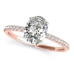 Diamond Accented Oval Shape Engagement Ring 14k Rose Gold 1.00ct - All