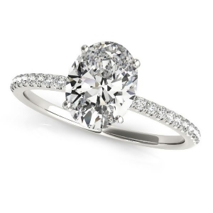 Diamond Accented Oval Shape Engagement Ring 14k White Gold 1.50ct - All