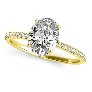 Diamond Accented Oval Shape Engagement Ring 14k Yellow Gold 1.50ct - All