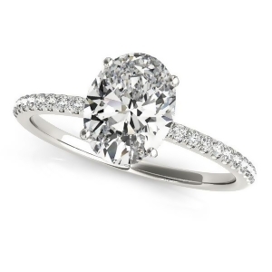 Diamond Accented Oval Shape Engagement Ring 18k White Gold 1.50ct - All