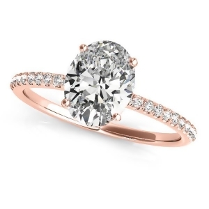 Diamond Accented Oval Shape Engagement Ring 18k Rose Gold 1.50ct - All