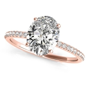 Diamond Accented Oval Shape Engagement Ring 14k Rose Gold 2.00ct - All