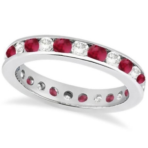 Channel-set Ruby and Diamond Eternity Ring 14k White Gold 1.50ct - All