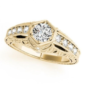 Diamond Antique Style Engagement Ring 14k Yellow Gold 0.62ct - All
