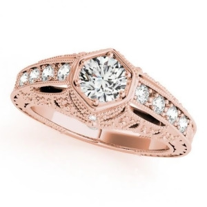 Diamond Antique Style Engagement Ring 14k Rose Gold 0.62ct - All