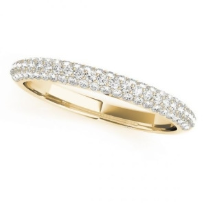 Triple Row Diamond Wedding Band Ring 18k Yellow Gold 0.37ct - All