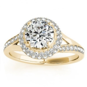 Diamond Split Shank Halo Engagement Ring 14k Yellow Gold 0.45ct - All