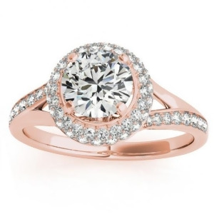 Diamond Split Shank Halo Engagement Ring 14k Rose Gold 0.45ct - All